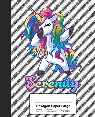 Hexagon Paper Large: Serenity Unicorn Rainbow Notebook (Weezag Hexagon Paper Large Notebook)