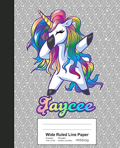 Wide Ruled Line Paper: Jaycee Unicorn Rainbow Notebook (Weezag Wide Ruled Line Paper Notebook)