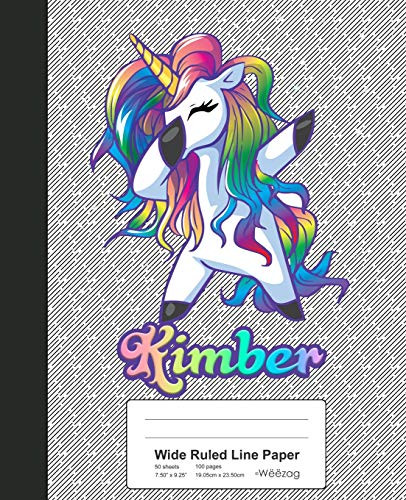 Wide Ruled Line Paper: Kimber Unicorn Rainbow Notebook (Weezag Wide Ruled Line Paper Notebook)