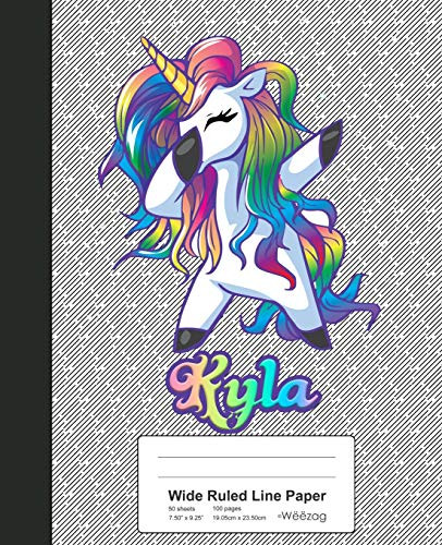 Wide Ruled Line Paper: Kyla Unicorn Rainbow Notebook (Weezag Wide Ruled Line Paper Notebook)