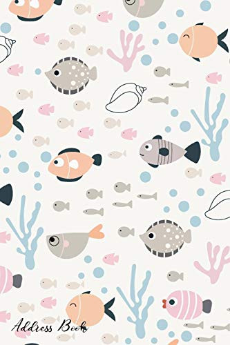 Address Book: For Contacts, Addresses, Phone, Email, Note,Emergency Contacts,Alphabetical Index With Fish Style Doodle Background