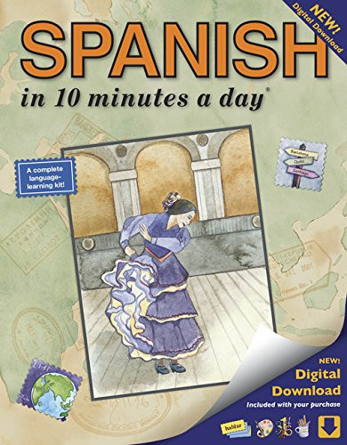 SPANISH in 10 minutes a day: Language course for beginning and advanced study.  Includes Workbook, Flash Cards, Sticky Labels, Menu Guide, Software, ... Grammar.  Bilingual Books, Inc. (Publisher)