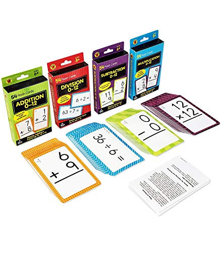 Carson Dellosa Math Flash Card Set?Çö4-Pack, Double-Sided Cards, Addition, Subtraction, Multiplication, Division for Elementary Mathematics Practice (216 pc)