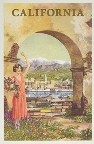 Vintage Journal California Woman Waving By Adobe Arch (Pocket Sized - Found Image Press Journals)