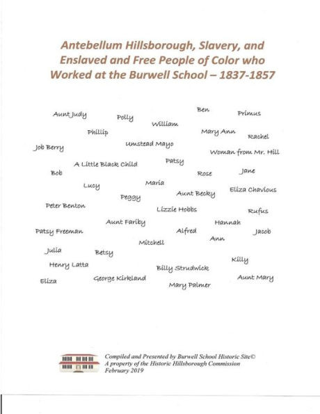 Antebellum Hillsborough, Slavery, And Enslaved And Free People Of Color Who Worked At The Burwell School, 1837-1857