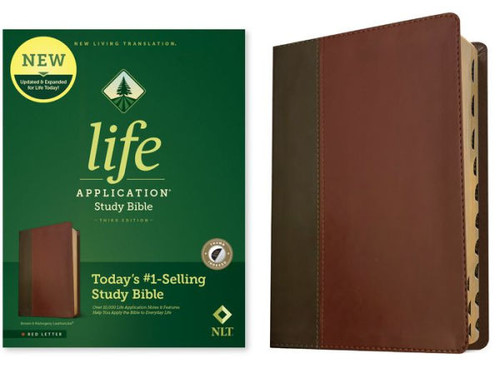 Nlt Life Application Study Bible, Third Edition (Red Letter, Leatherlike, Brown/Mahogany, Indexed) Tyndale Nlt Bible With Thumb Index, Updated Study Notes/Features, Full Text New Living Translation
