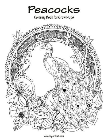 Peacocks Coloring Book For Grown-Ups 1