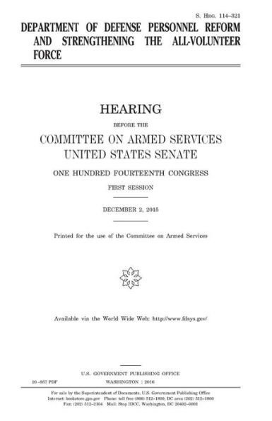 Department of Defense personnel reform and strengthening the all-volunteer force