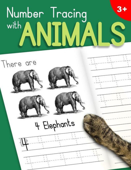 Number Tracing With Animals : Learn The Numbers - Number And Counting Practice Workbook For Children In Preschool And Kindergarten - Green|Leaf Cover