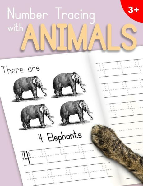 Number Tracing With Animals : Learn The Numbers - Number And Counting Practice Workbook For Children In Preschool And Kindergarten - Lilac|Peach Cover