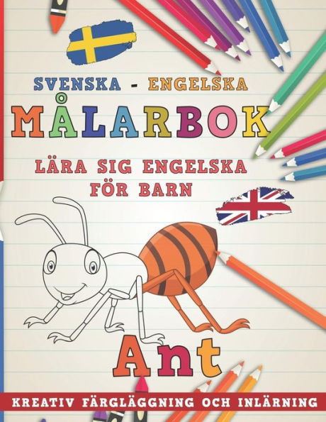 Målarbok Svenska - Engelska I Lära Sig Engelska För Barn I Kreativ Färgläggning Och Inlärning
