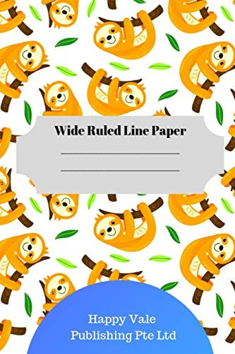 Cute Sloth Theme Wide Ruled Line Paper