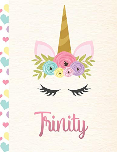Trinity: Personalized Unicorn Sketchbook For Girls With Pink Name - 8.5x11 110 Pages. Doodle, Sketch, Create!