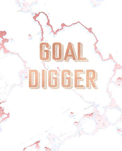 Goal Digger: Inspirational Quote Notebook, Elegant White Marble and Rose Gold | 7.5 x 9.25, 120 College Ruled Pages