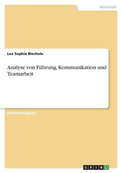 Analyse Von Führung, Kommunikation Und Teamarbeit (German Edition)