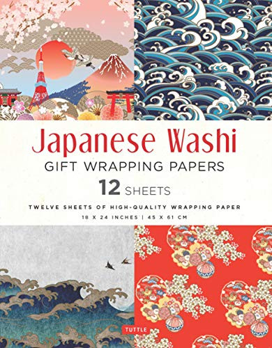 Japanese Washi Gift Wrapping Papers 12 Sheets: High-Quality 18 x 24 inch (45 x 61 cm) Wrapping Paper