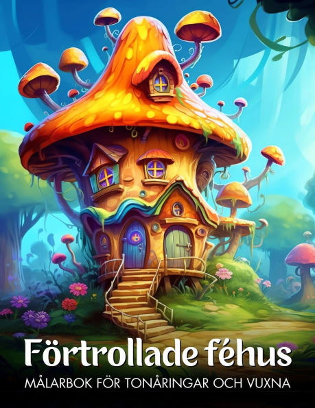 Förtrollade Féhus - Målarbok för Tonåringar och Vuxna: 50 Illustrationer av Magiska Sagohus, Fantasifulla Målarbilder för Stressavkoppling