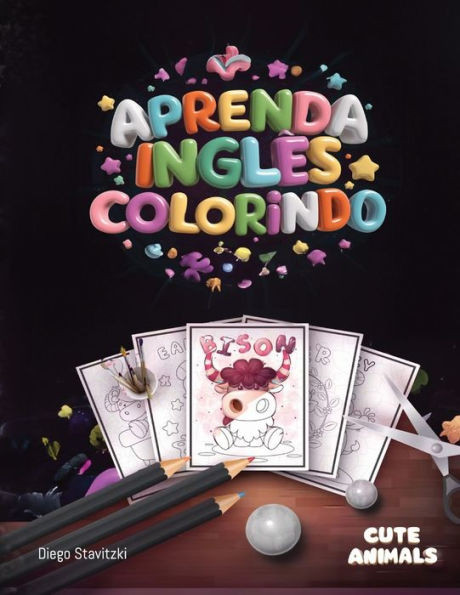 Aprenda Inglês Colorindo - Cute Animals: Uma Abordagem Criativa para o Aprendizado de Inglês