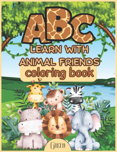 Learn with Animal Friends, ABC coloring book for kids