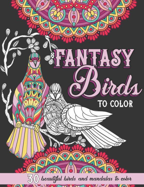 Fantasy Birds to Color: Beautiful Birds and Mandalas Adult Coloring Book