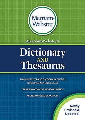 Merriam-Webster'S Dictionary And Thesaurus, New Title, (Hardcover) 2020 Copyright