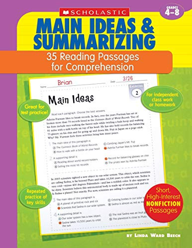 35 Reading Passages For Comprehension: Main Ideas & Summarizing: 35 Reading Passages For Comprehension