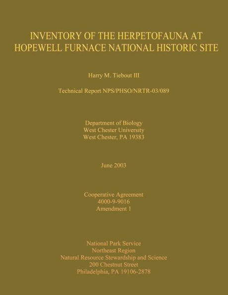 Inventory of the Herpetofauna at Hopewell Furnace National Historic Site