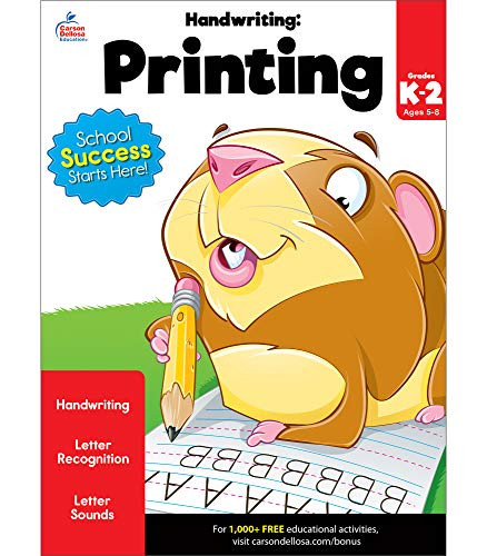 Carson Dellosa Handwriting: Printing Workbook?Kindergarten-2Nd Grade Writing Practice, Letter Tracing And Sounds, Word And Sentence Formation (80 Pgs) (Brighter Child: Grades K-2)