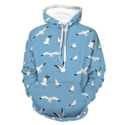 Unisex Women Men Hoodies Long Sleeve Skin-Friendly Hoodie Pullover Sweatshirt Cartoon Seagulls Pattern Autumn Outfit For Daily Wear