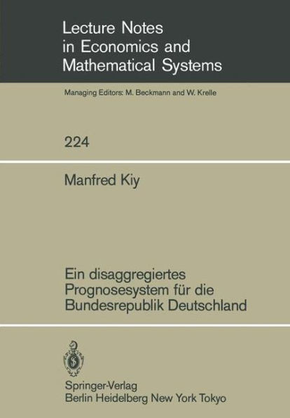 Ein Disaggregiertes Prognosesystem FÃ¼r Die Bundesrepublik Deutschland