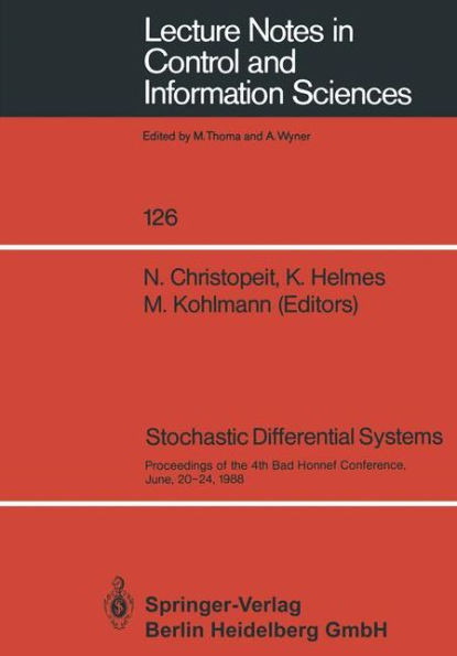 Stochastic Differential Systems: Proceedings of the 4th Bad Honnef Conference, June, 20-24, 1988