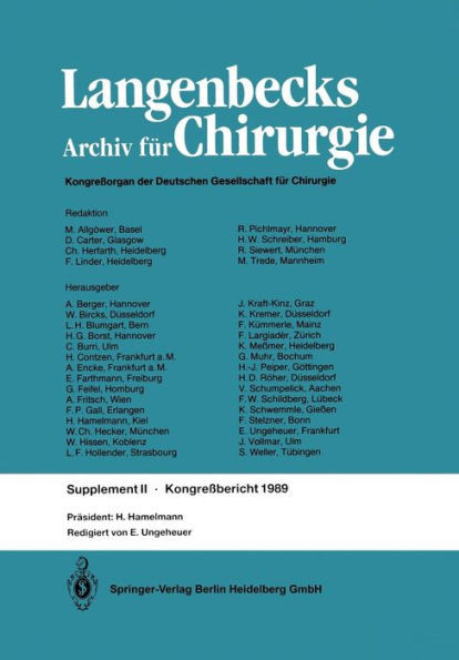 Verhandlungen Der Deutschen Gesellschaft FÃ¼r Chirurgie: 106. Tagung Vom 29. MÃ¤rz Bis 1. April 1989