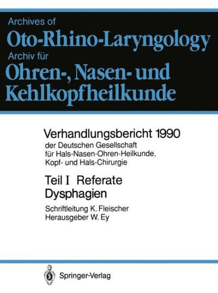 Teil I: Referate: Klinik Und Therapie Der Dysphagien