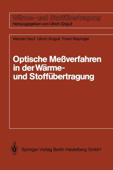 Optische MeÃŸverfahren Der WÃ¤rme- Und StoffÃ¤bertragung