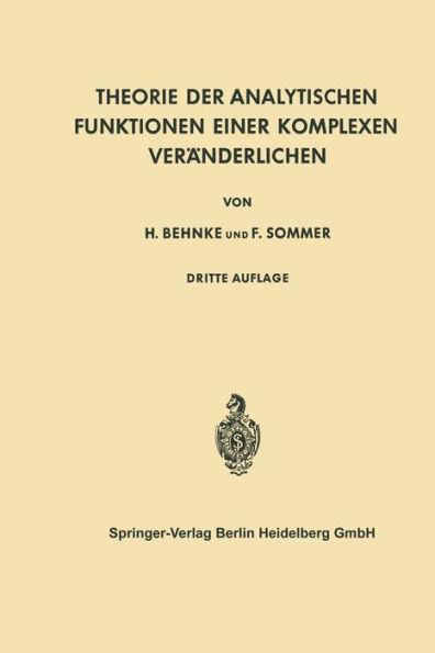 Theorie der Analytischen Funktionen Einer Komplexen VerÃ¤nderlichen