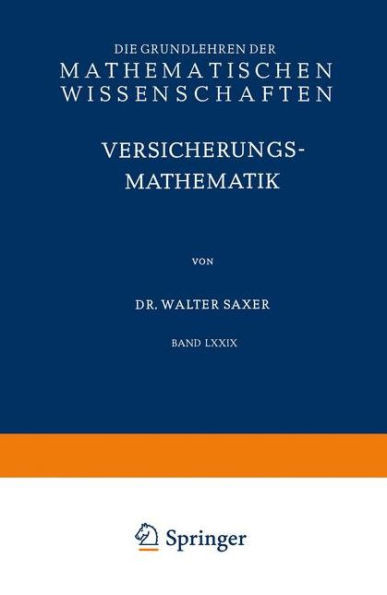 Versicherungsmathematik: Erster Teil
