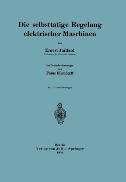 Die SelbsttÃ¤tige Regelung Elektrischer Maschinen