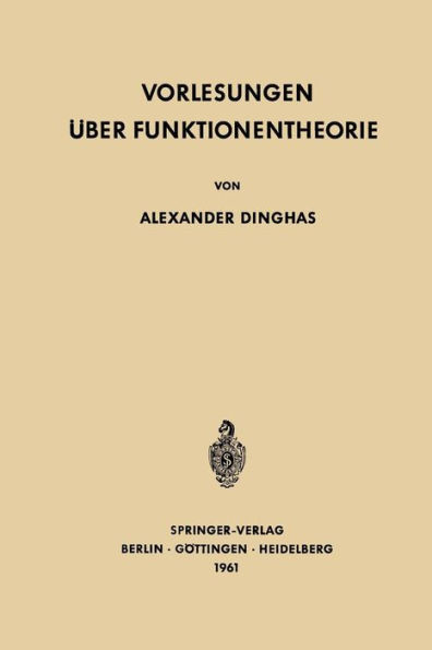Vorlesungen Ãœber Funktionentheorie
