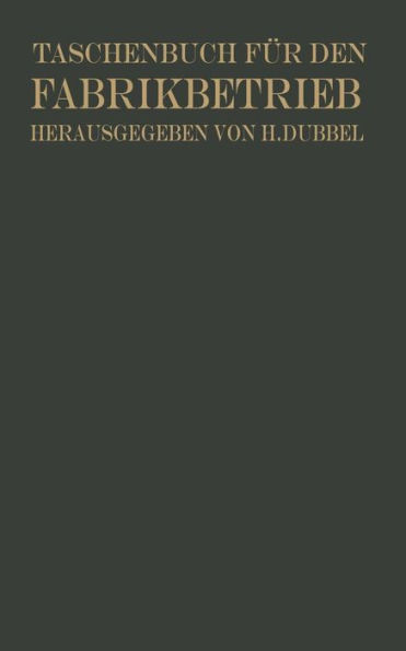 Taschenbuch Für Den Fabrikbetrieb