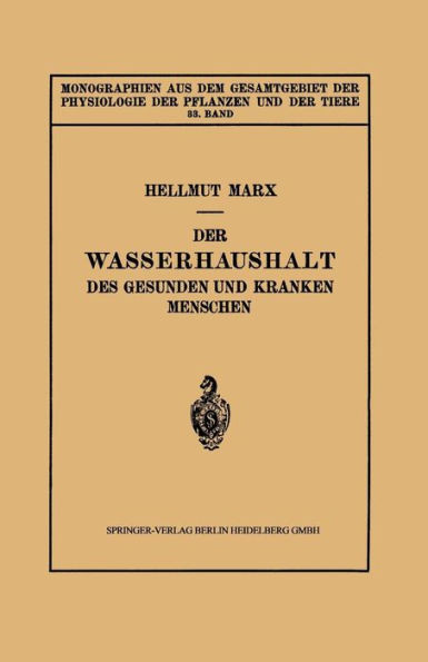 Der Wasserhaushalt Des Gesunden Und Kranken Menschen