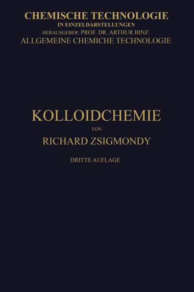 Kolloidchemie Ein Lehrbuch