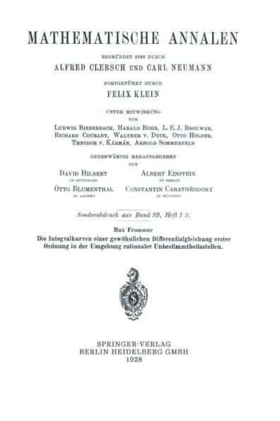 Die Integralkurven Einer Gewöhnlichen Differentialgleichung Erster Ordnung in Der Umgebung Rationaler Unbestimmtheitsstellen