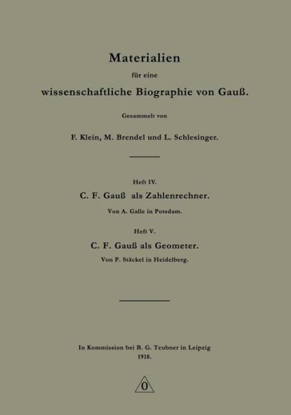 Materialien FÃ¼r Eine Wissenschaftliche Biographie Von GauÃŸ