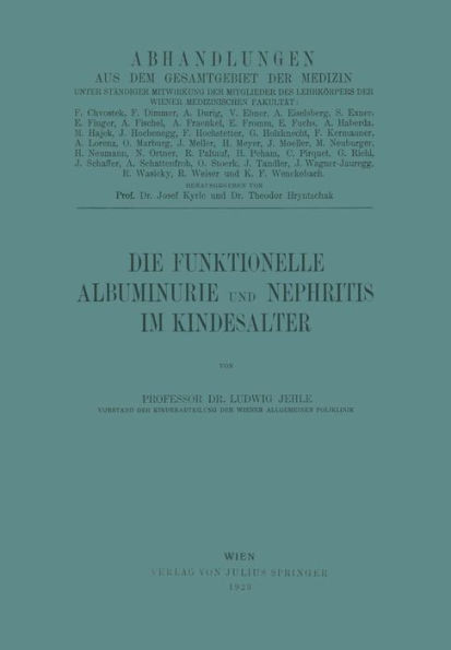 Die Funktionelle Albuminurie Und Nephritis Im Kindesalter