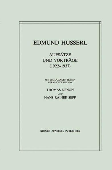 AufsÃ¤tze Und VortrÃ¤ge (1922-1937)