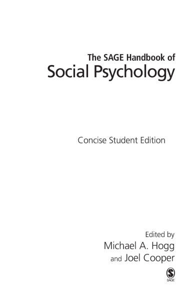 The SAGE Handbook of Social Psychology