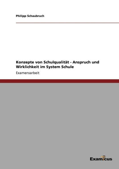 Konzepte von SchulqualitÃ¤t - Anspruch und Wirklichkeit im System Schule