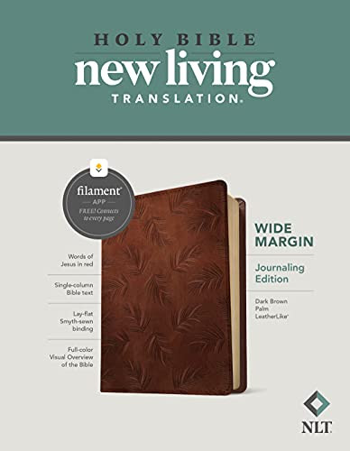 NLT Wide Margin Bible, Filament Enabled Edition (Red Letter, LeatherLike, Dark Brown Palm)