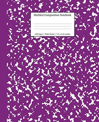 Marbled Composition Notebook : Purple Marble Wide Ruled Paper Subject Book