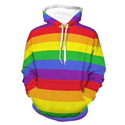Unisex Realistic Print Hoodie Art Pattern Rainbow Colorful Pattern Hoodie Pullover Sweatshirt Long Sleeve Comfy Sweater with Pocket for Women Men
